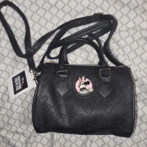 Loungefly Black Minnie Mouse Handbag with Mickey Logo - Disney Collectible